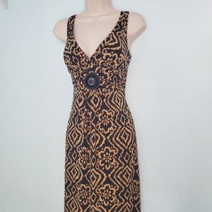 En Focus Studio Ikat Black & Tan Maxi Dress- EUC -SZ 4-6